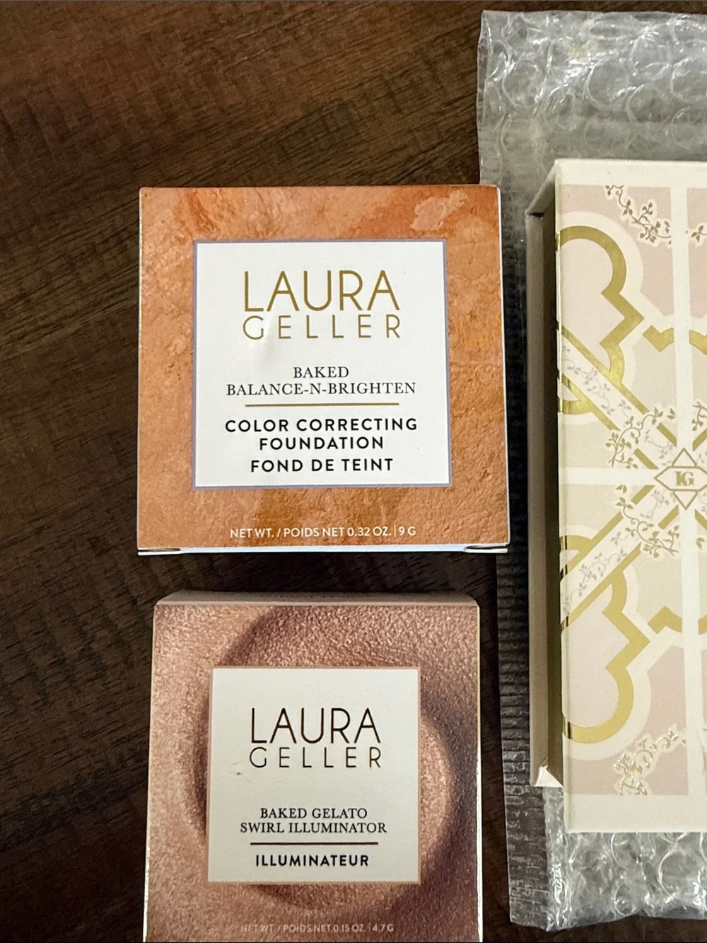 Laura Geller Tuscan Dreams Palette + LG foundation in Fair + “gilded honey”